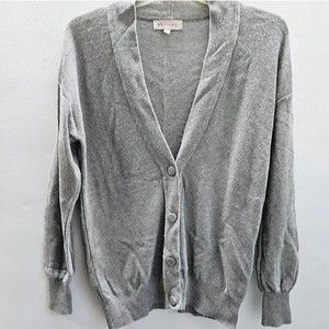 Philosophy Grey Knit Wool Blend Deep V-Neck Button-Front Cardigan, Size Large